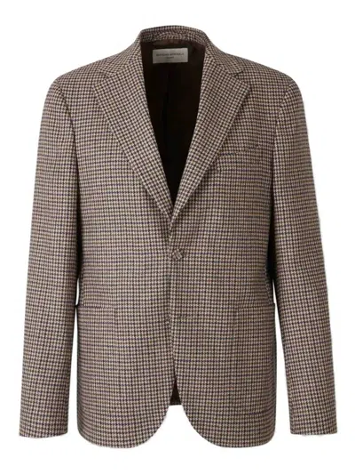 Officine Generale Virgin-wool Single-breasted Blazer In Brown