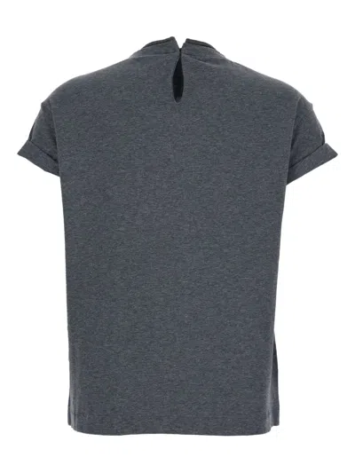 Brunello Cucinelli Monil Detail T-shirt In Gray