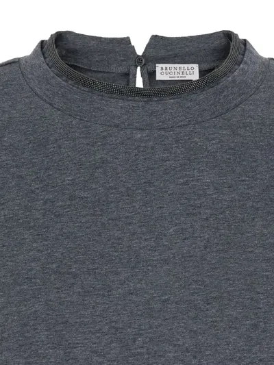 Brunello Cucinelli Monil Detail T-shirt In Gray