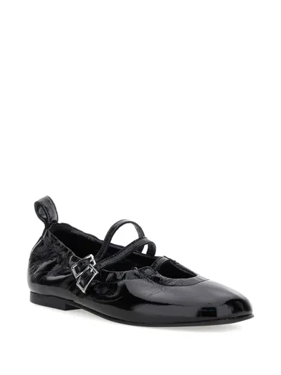 Alohas Anne Onix Black Leather Ballet Flats In Black