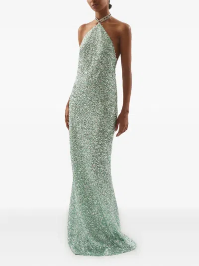 Taller Marmo Poseidon Sequined Gown In Green