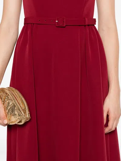 Roland Mouret Belted Maxi Dress In Burgundy