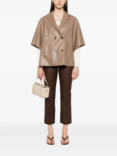 Max Mara Double-breasted Cape In Neutral