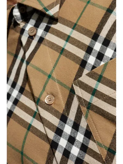 Burberry Button-down Collar Checked Pattern Shirt In Brown