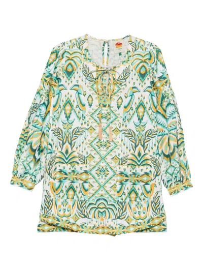 Farm Rio Tropical Tapestry Playsuit In Green