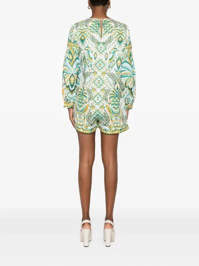 Farm Rio Tropical Tapestry Playsuit In Green