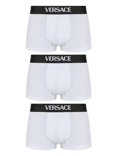 Versace Logo-band Boxer (pack Of Three) In White