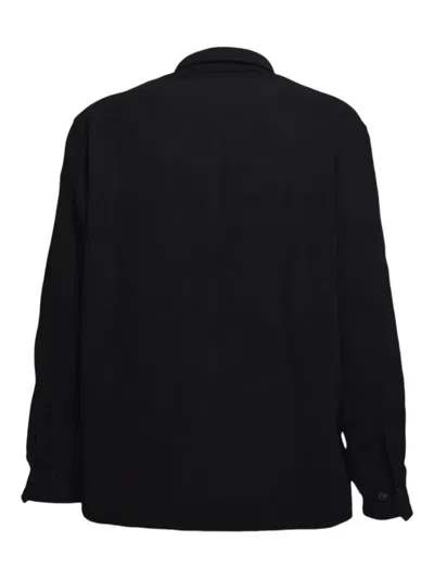 Etudes Studio Single-breasted Wool Flannel Shirt Jacket In Black