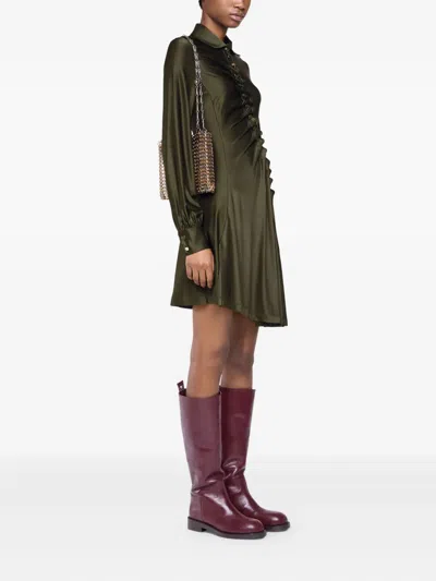 Rabanne Button-embellished Draped Dress In Green