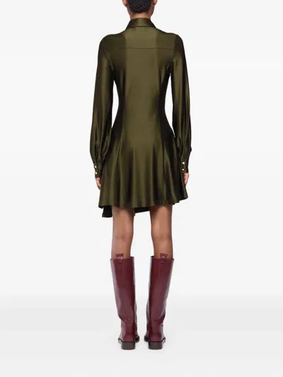 Rabanne Button-embellished Draped Dress In Green