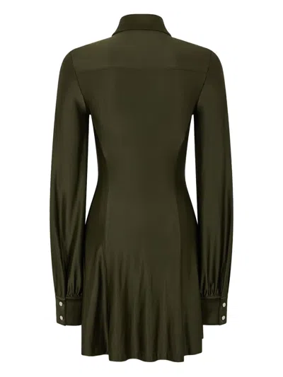 Rabanne Button-embellished Draped Dress In Green