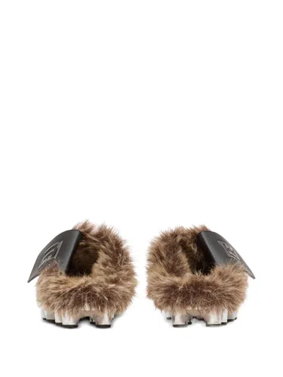 Balmain Half Time Slippers In Silver