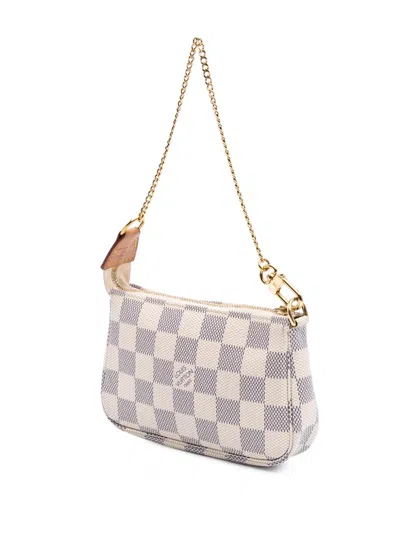 Pre-owned Louis Vuitton 2020 Damier Azur Mini Pochette Accessoires Handbag In White