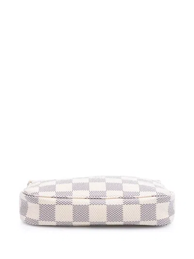 Pre-owned Louis Vuitton 2020 Damier Azur Mini Pochette Accessoires Handbag In White