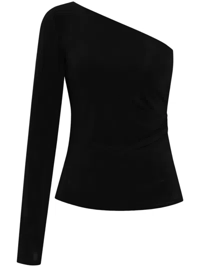 Max Mara Jersey One-shoulder Top In Black