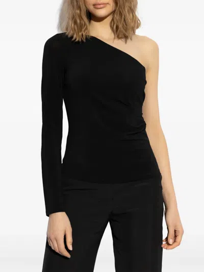 Max Mara Jersey One-shoulder Top In Black