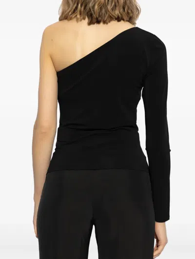 Max Mara Jersey One-shoulder Top In Black
