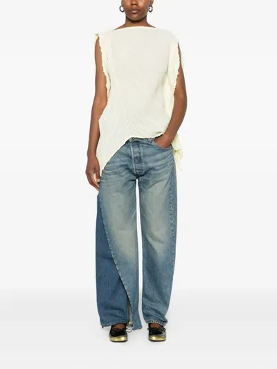 Comme Des Garçons Asymmetric-hem Jeans In Blue