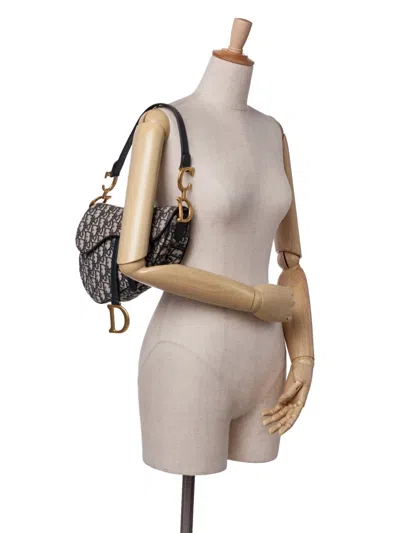 Pre-owned Dior 2019 Oblique Canvas Saddle Bag Shoulder Bag In Blue