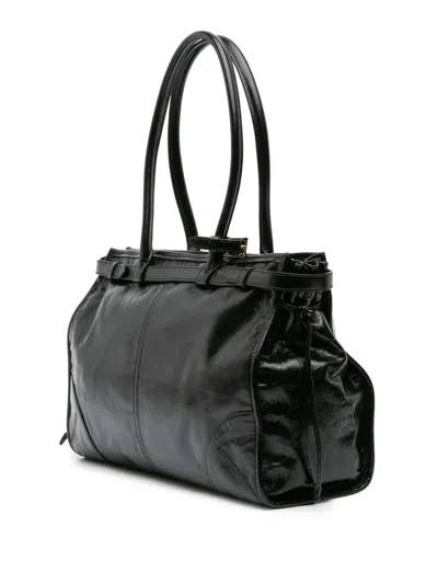 Pre-owned Prada 2010-2025 Large Shiny Calfskin Bonnie Satchel In Black