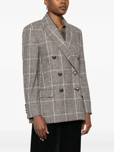 Brunello Cucinelli Checked Double-breasted Blazer