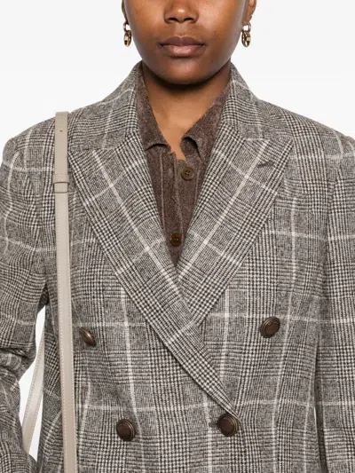 Brunello Cucinelli Checked Double-breasted Blazer