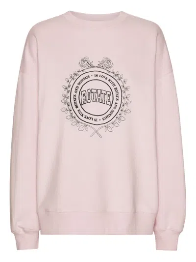 Rotate Birger Christensen Logo Embroidery Sweatshirt In Pink