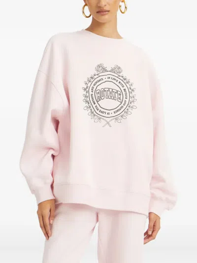 Rotate Birger Christensen Logo Embroidery Sweatshirt In Pink