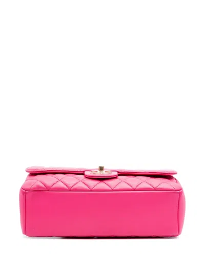 Pre-owned Chanel 2015-2016 Medium Quilted Lambskin Mademoiselle Chic Flap Shoulder Bag In Pink