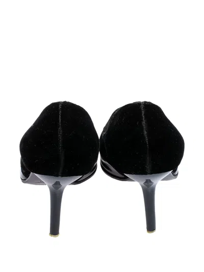 Pre-owned Sergio Rossi Vintage  85mm Velvetsquare-toe Pumps In Black