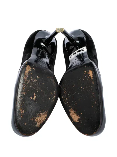 Pre-owned Sergio Rossi Vintage  85mm Velvetsquare-toe Pumps In Black