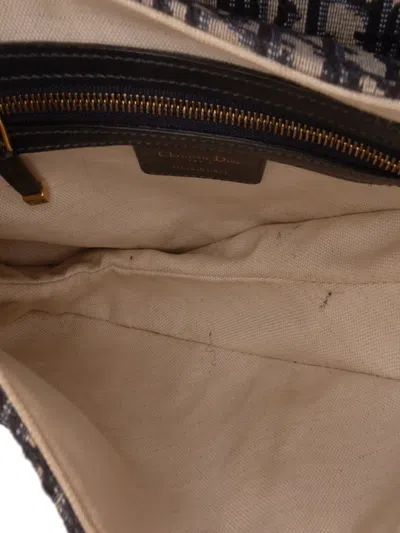 Pre-owned Dior 2018 Oblique Canvas Saddle Bag Shoulder Bag In Blue