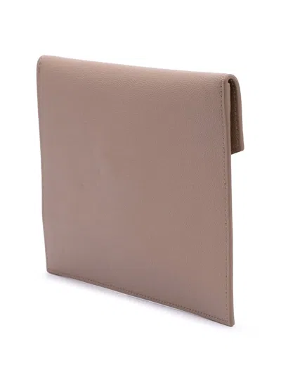 Pre-owned Saint Laurent 2021 Baby Grain De Poudre Uptown Pouch Clutch Bag In Brown
