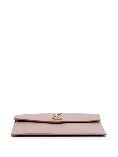 Pre-owned Saint Laurent 2021 Baby Grain De Poudre Uptown Pouch Clutch Bag In Brown