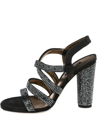 Pre-owned Dolce & Gabbana 100mm Crystal-embellished Suede Sandals