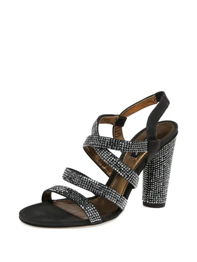 Pre-owned Dolce & Gabbana 100mm Crystal-embellished Suede Sandals