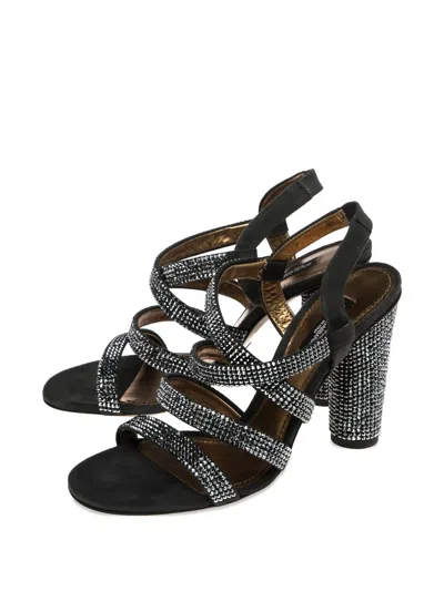 Pre-owned Dolce & Gabbana 100mm Crystal-embellished Suede Sandals