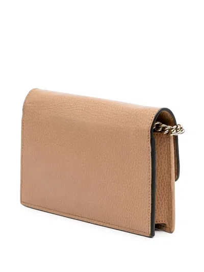 Pre-owned Gucci 2000-2015 Leather Interlocking G Dollar Wallet On Chain Crossbody Bag In Brown