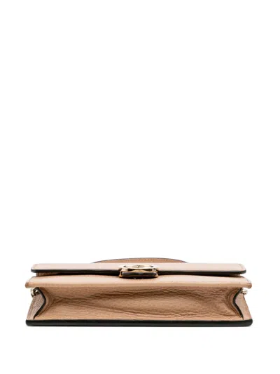 Pre-owned Gucci 2000-2015 Leather Interlocking G Dollar Wallet On Chain Crossbody Bag In Brown