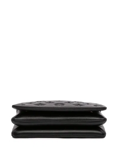 Pre-owned Louis Vuitton 2021-2025 Monogram Embossed Pochette Coussin Crossbody Bag In Black