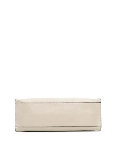 Pre-owned Gucci 2016-2024 Medium Calfskin Bamboo Daily Shopper Satchel In White