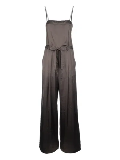 Peserico Waist Belted Wide Leg Dress With Pockets In Brown