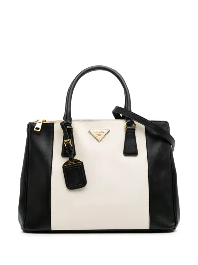 Pre-owned Prada 2000-2024 Medium Bicolor Saffiano Lux Galleria Double Zip Satchel