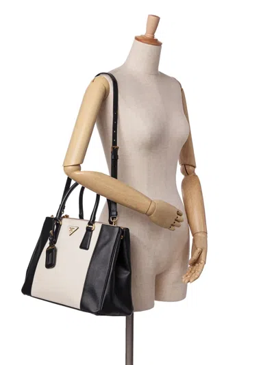 Pre-owned Prada 2000-2024 Medium Bicolor Saffiano Lux Galleria Double Zip Satchel