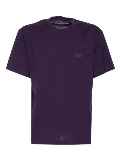Y-3 Logo-print Crew-neck T-shirt In Purple