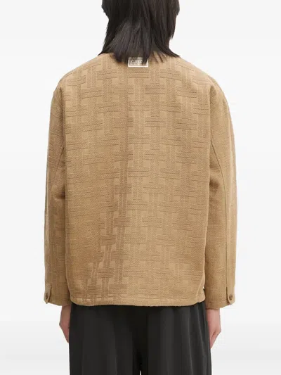 Kenzo Patterned-weave Workwear Jacket In Brown