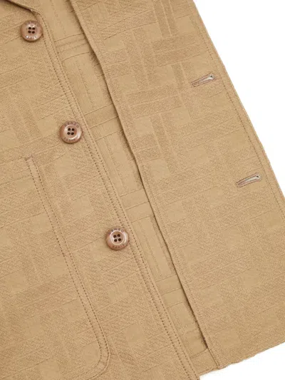 Kenzo Patterned-weave Workwear Jacket In Brown