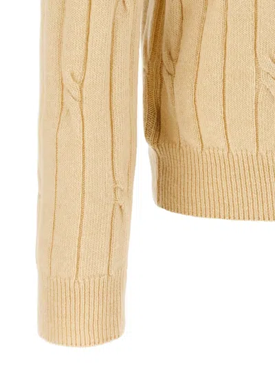 Zanone Wool Braided Pattern Polo Shirt In Gold