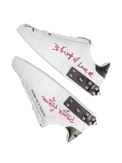 Dolce & Gabbana Portofino Graffiti Sneakers In White