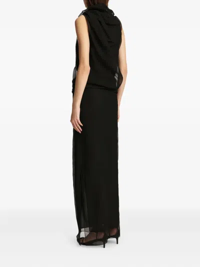 Khaite Long Silk Organza Dress In Black